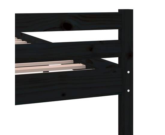 Cadru de pat mic single 2ft6, negru, 75x190 cm, lemn masiv, 7 image