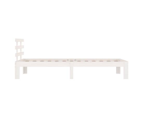 Cadru de pat single 3ft, alb, 90x190 cm, lemn masiv, 5 image