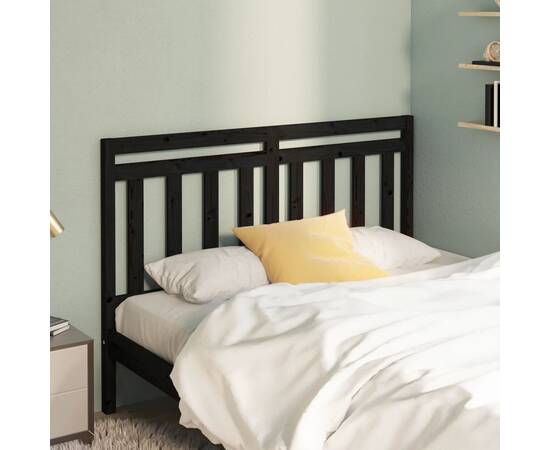 Tăblie de pat, negru, 166x4x100 cm, lemn masiv de pin