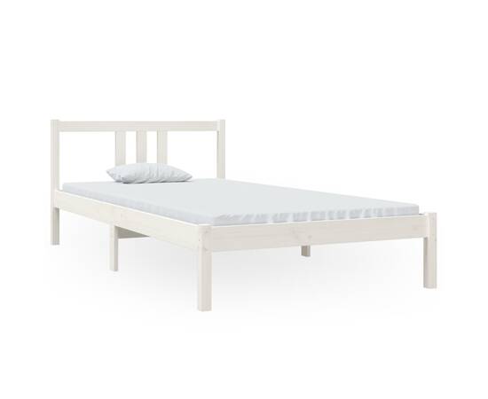Cadru de pat, alb, 100x200 cm, lemn masiv de pin, 2 image