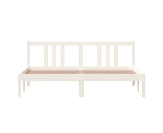 Cadru de pat, alb, 160x200 cm, lemn masiv de pin, 4 image
