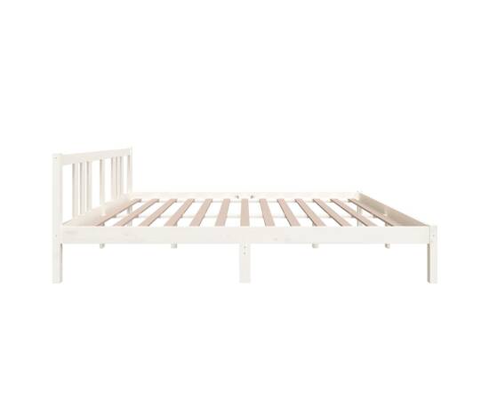 Cadru de pat, alb, 160x200 cm, lemn masiv de pin, 5 image