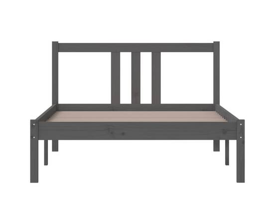 Cadru de pat, gri, 100x200 cm, lemn masiv de pin, 4 image