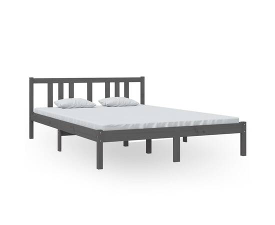 Cadru de pat, gri, 140x200 cm, lemn masiv de pin, 2 image