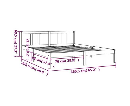 Cadru de pat, gri, 160x200 cm, lemn masiv de pin, 9 image