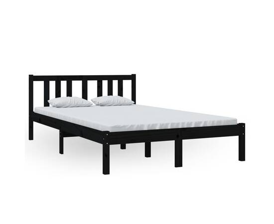 Cadru de pat, negru, 120x200 cm, lemn masiv de pin, 2 image