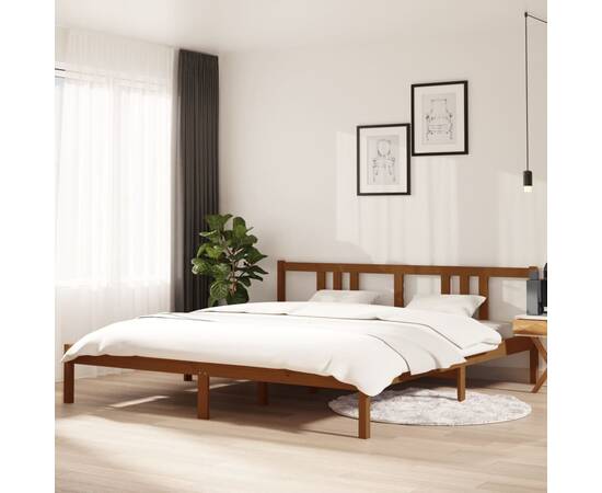 Cadru de pat super king 6ft, maro, 180x200 cm, lemn masiv