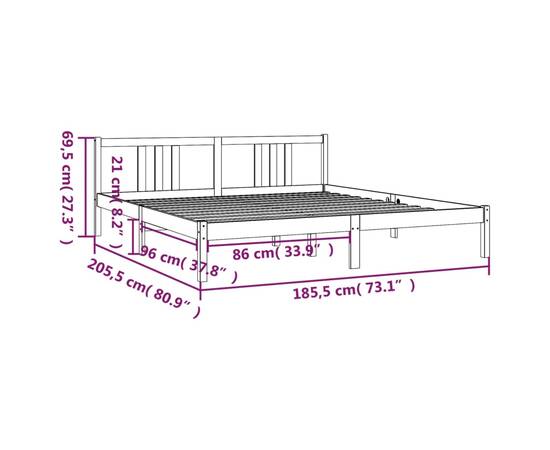 Cadru de pat super king 6ft, maro, 180x200 cm, lemn masiv, 9 image