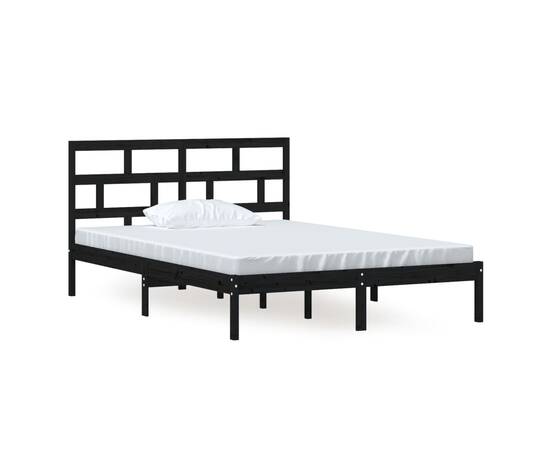 Cadru pat, negru, 140x200 cm, lemn masiv de pin, 2 image