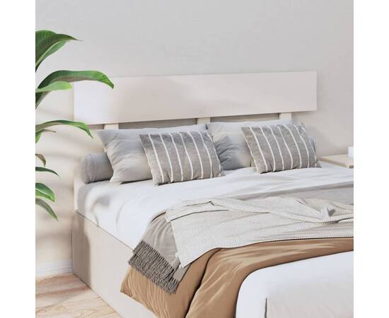 Tăblie de pat, alb, 124x3x81 cm, lemn masiv de pin, 4 image