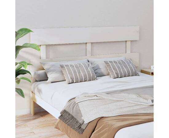 Tăblie de pat, alb, 154x3x81 cm, lemn masiv de pin