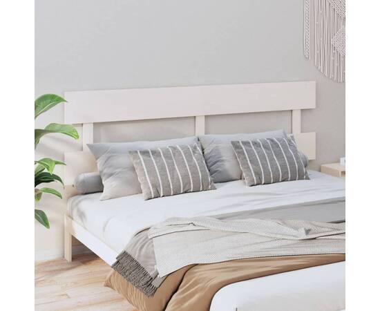 Tăblie de pat, alb, 184x3x81 cm, lemn masiv de pin