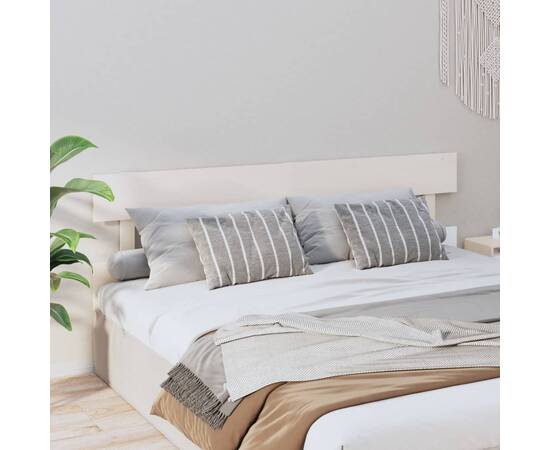 Tăblie de pat, alb, 184x3x81 cm, lemn masiv de pin, 4 image