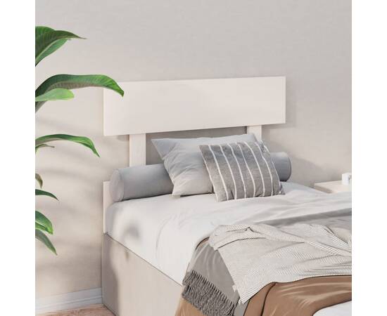 Tăblie de pat, alb, 93,5x3x81 cm, lemn masiv de pin, 4 image