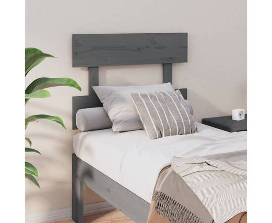 Tăblie de pat, gri, 103,5x3x81 cm, lemn masiv de pin