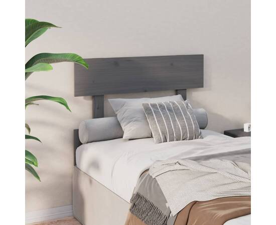 Tăblie de pat, gri, 103,5x3x81 cm, lemn masiv de pin, 4 image