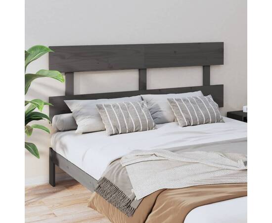 Tăblie de pat, gri, 164x3x81 cm, lemn masiv de pin
