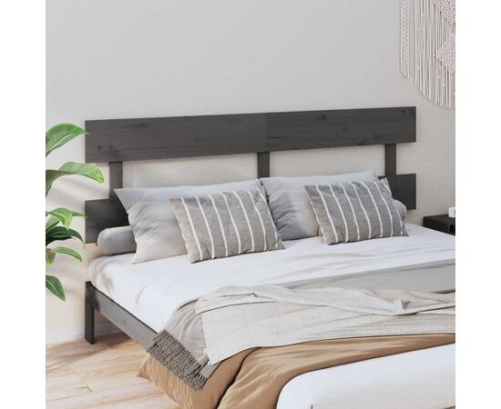 Tăblie de pat, gri, 204x3x81 cm, lemn masiv de pin