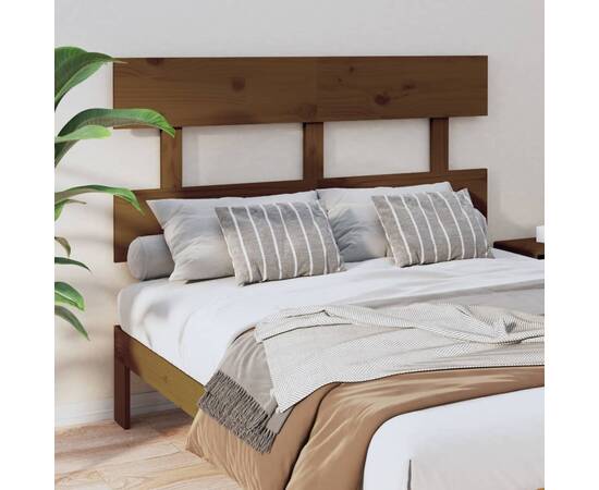 Tăblie de pat, maro miere, 124x3x81 cm, lemn masiv de pin