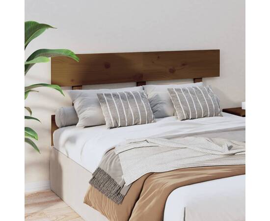 Tăblie de pat, maro miere, 124x3x81 cm, lemn masiv de pin, 4 image