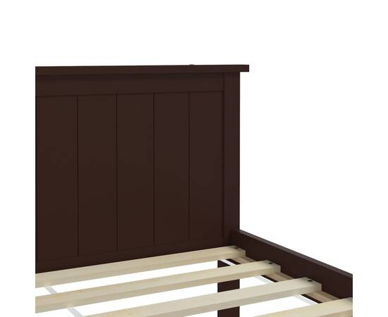 Cadru de pat, maro închis, 140x200 cm, lemn masiv de pin, 6 image
