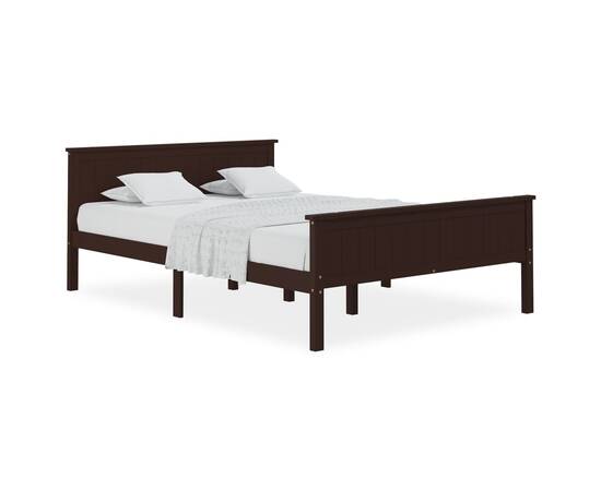Cadru de pat, maro închis, 140x200 cm, lemn masiv de pin, 2 image
