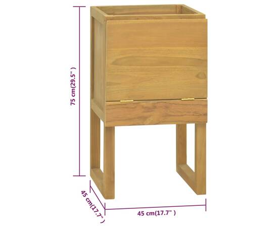 Dulap de baie, 45x45x75 cm, lemn masiv de tec, 8 image
