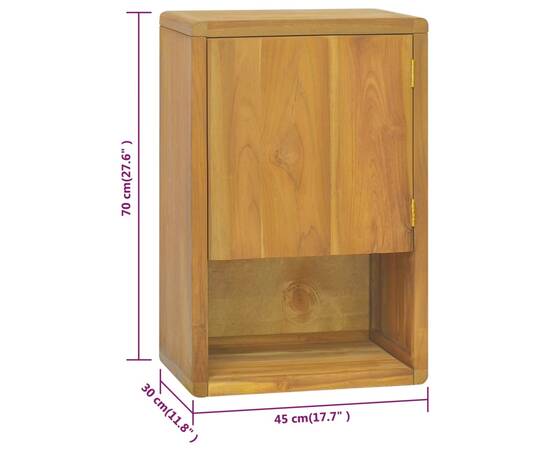 Dulap pentru baie de perete, 45x30x70 cm, lemn masiv de tec, 9 image