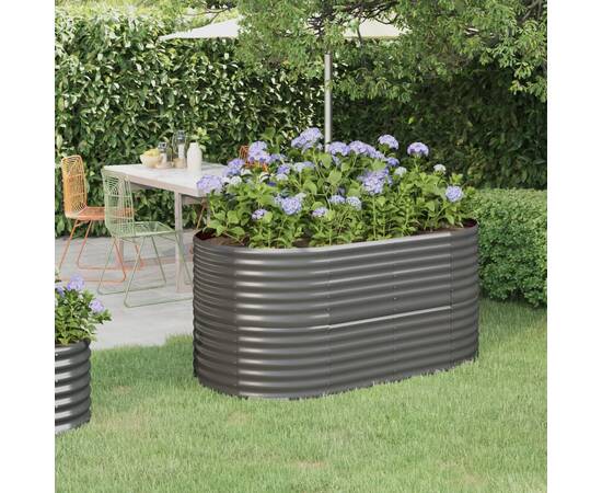 Jardinieră grădină gri 152x80x68 cm oțel vopsit electrostatic