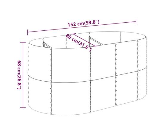 Jardinieră grădină gri 152x80x68 cm oțel vopsit electrostatic, 6 image