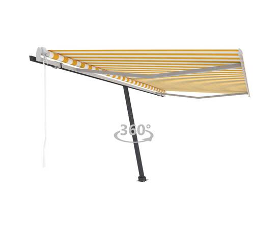 Copertină autonomă retractabilă automat galben & alb 450x350 cm