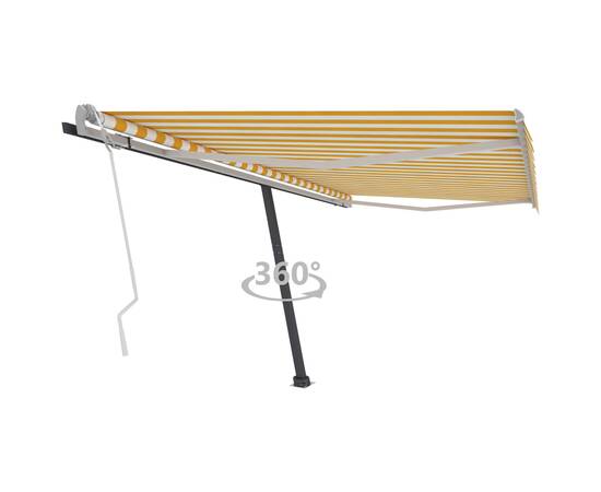 Copertină autonomă retractabilă manual, galben&alb, 400x350 cm