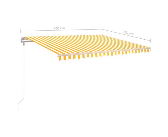 Copertină autonomă retractabilă manual, galben&alb, 400x350 cm, 11 image