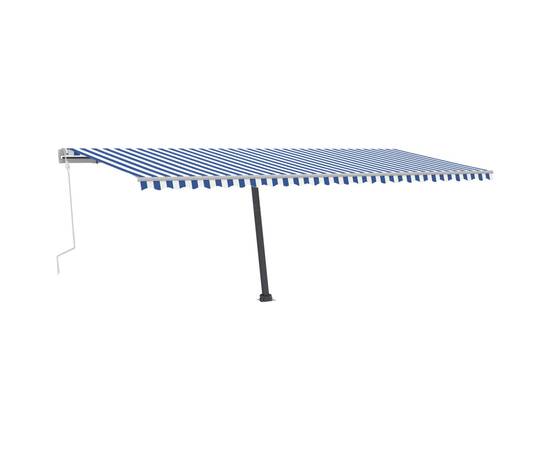 Copertină autonomă retractabilă manual albastru/alb 600x350 cm, 3 image