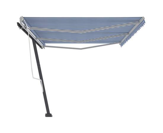 Copertină autonomă retractabilă manual albastru/alb 600x350 cm, 7 image