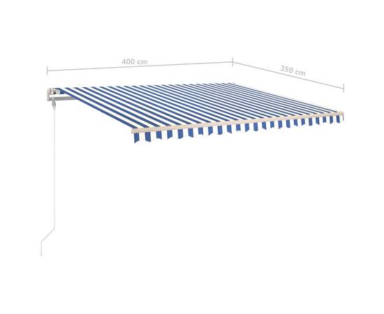 Copertină retractabilă manual cu led, albastru/alb, 400x350 cm, 11 image