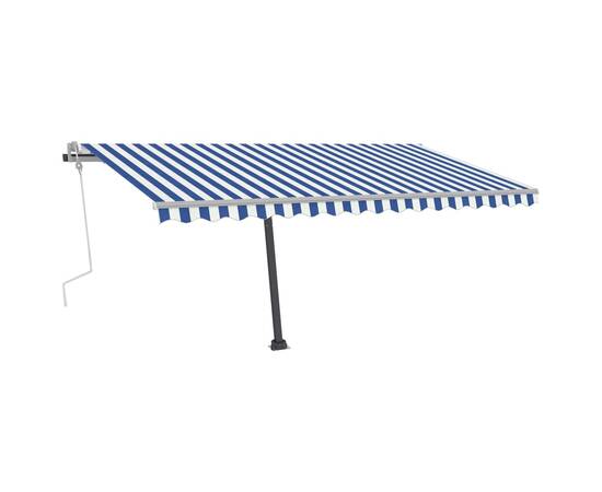 Copertină retractabilă manual cu led, albastru&alb, 450x350 cm, 9 image