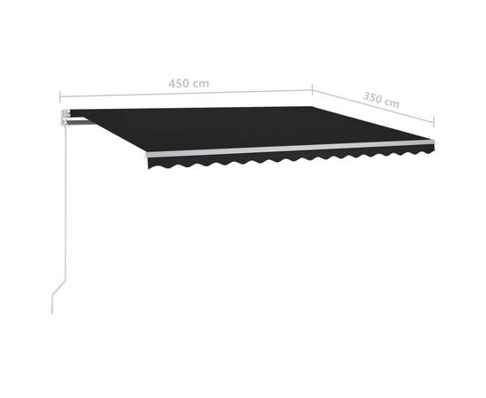 Copertină retractabilă manual cu led, antracit, 450x350 cm, 11 image