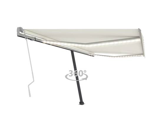 Copertină retractabilă manual cu led, crem, 400x350 cm