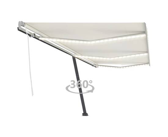 Copertină retractabilă manual cu led, crem, 600x350 cm