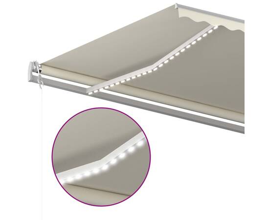 Copertină retractabilă manual cu led, crem, 600x350 cm, 7 image