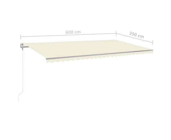 Copertină retractabilă manual cu led, crem, 600x350 cm, 11 image