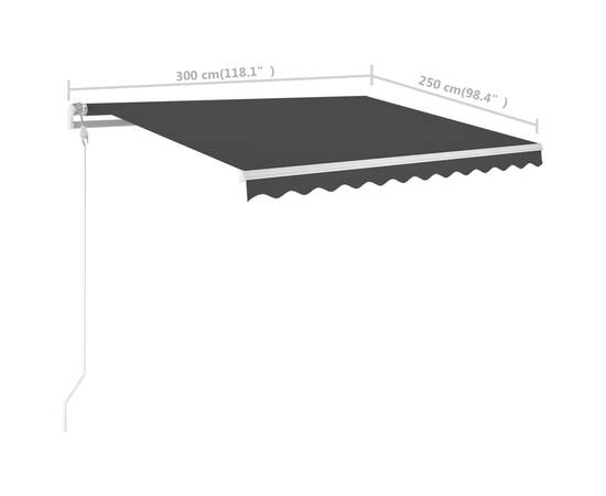 Copertină retractabilă manual cu stâlpi, antracit, 3x2,5 m, 10 image