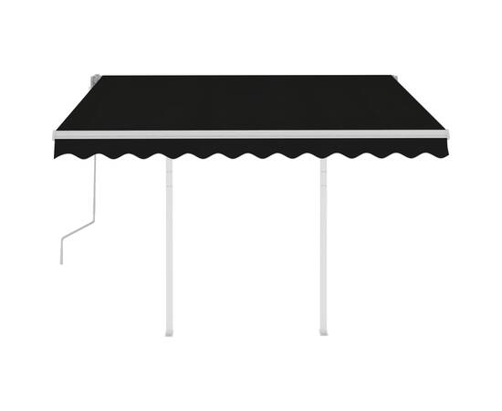 Copertină retractabilă manual cu stâlpi, antracit, 3x2,5 m, 3 image