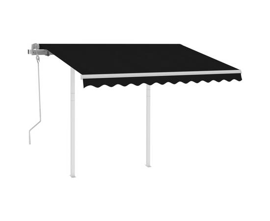 Copertină retractabilă manual cu stâlpi, antracit, 3x2,5 m, 2 image