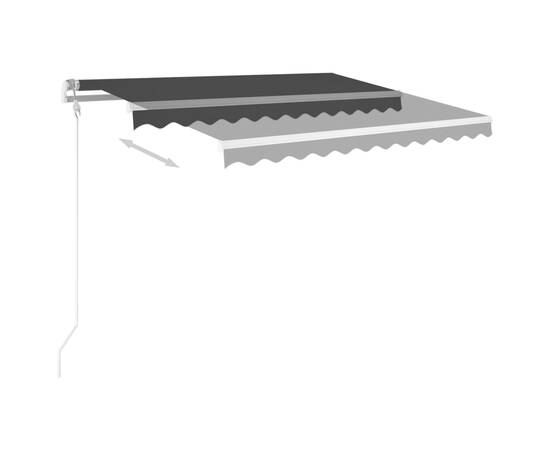 Copertină retractabilă manual cu stâlpi, antracit, 3x2,5 m, 5 image