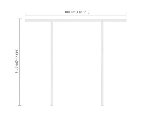 Copertină retractabilă manual cu stâlpi, antracit, 3x2,5 m, 11 image