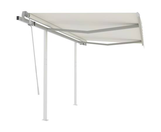 Copertină retractabilă manual cu stâlpi, crem, 3x2,5 m