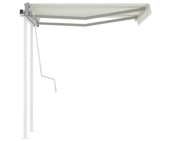 Copertină retractabilă manual cu stâlpi, crem, 3x2,5 m, 4 image