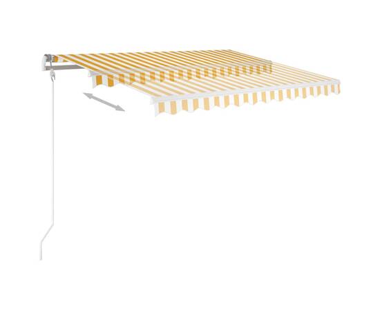 Copertină retractabilă manual cu stâlpi, galben/alb, 3x2,5 m, 5 image